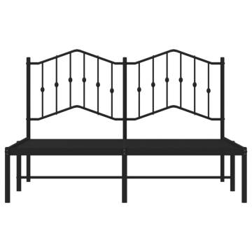 Metal Bed Frame with Headboard Black 140x200 cm - Hipomarket