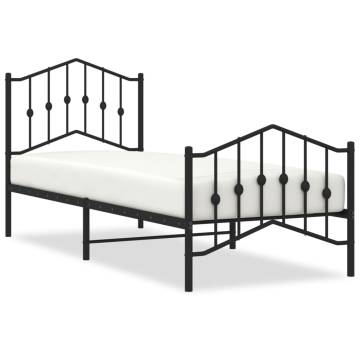 Robust Black Metal Bed Frame with Headboard 90x190 cm Single