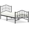 Robust Black Metal Bed Frame with Headboard 90x190 cm Single