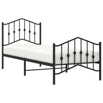 Robust Black Metal Bed Frame with Headboard 90x190 cm Single