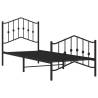 Robust Black Metal Bed Frame with Headboard 90x190 cm Single