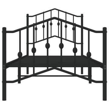 Robust Black Metal Bed Frame with Headboard 90x190 cm Single