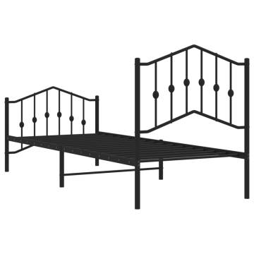 Robust Black Metal Bed Frame with Headboard 90x190 cm Single