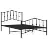 Robust Black Metal Bed Frame with Headboard & Footboard - 100x200 cm