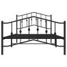 Robust Black Metal Bed Frame with Headboard & Footboard - 100x200 cm