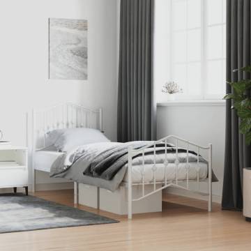 Elegant White Metal Bed Frame 90x200 cm - Hipomarket