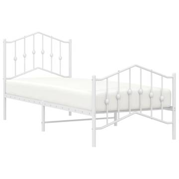 Elegant White Metal Bed Frame 90x200 cm - Hipomarket