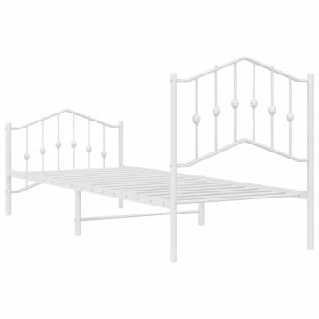 Elegant White Metal Bed Frame 90x200 cm - Hipomarket