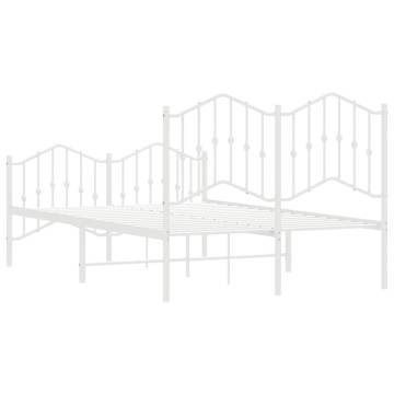 Metal Bed Frame with Headboard & Footboard - White 120x200 cm