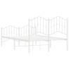 Metal Bed Frame with Headboard & Footboard - White 120x200 cm