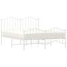 Stylish Metal Bed Frame with Headboard & Footboard - White 140x190