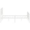 Stylish Metal Bed Frame with Headboard & Footboard - White 140x190