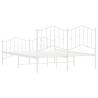 Stylish Metal Bed Frame with Headboard & Footboard - White 140x190