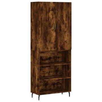 Stylish Highboard in Smoked Oak - 69.5x34x180 cm