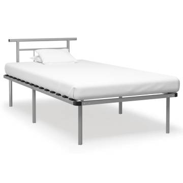 Grey Metal Bed Frame 100x200 cm - Elegant & Sturdy