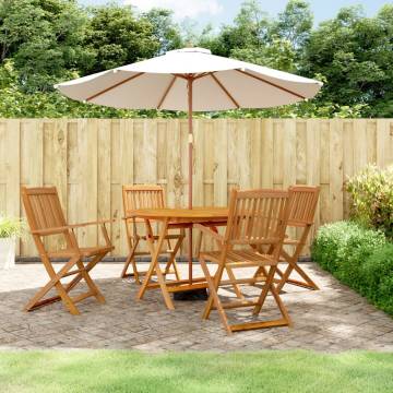 5 Pieces Garden Dining Set - Solid Acacia Wood | HipoMarket