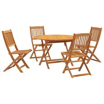 5 Pieces Garden Dining Set - Solid Acacia Wood | HipoMarket