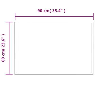 LED Bathroom Mirror 90x60 cm - Stylish & Waterproof