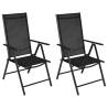 Folding Garden Chairs - 2 pcs Aluminium & Textilene Black