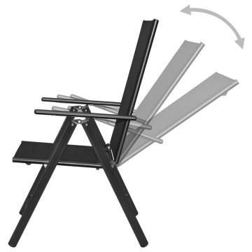 Folding Garden Chairs - 2 pcs Aluminium & Textilene Black