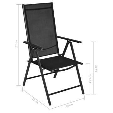 Folding Garden Chairs - 2 pcs Aluminium & Textilene Black