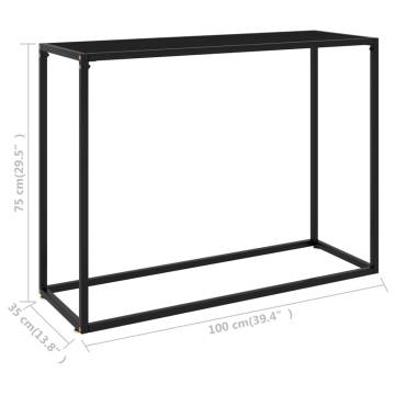 Stylish Black Console Table - 100x35x75 cm with Glass Top