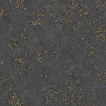 DUTCH WALLCOVERINGS Marble Black and Gold Wallpaper