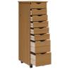 Rolling Cabinet with Drawers - MOSS Honey Brown Solid Pine