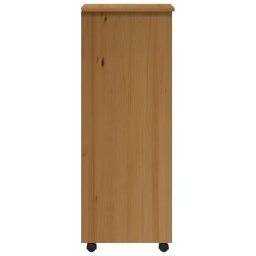 Rolling Cabinet with Drawers - MOSS Honey Brown Solid Pine