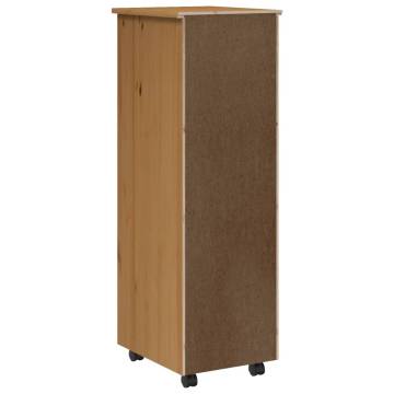 Rolling Cabinet with Drawers - MOSS Honey Brown Solid Pine