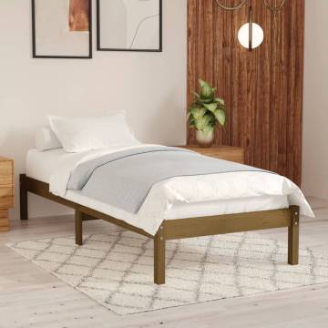 Honey Brown Solid Wood Bed Frame - 100x200 cm | HipoMarket