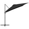 Cantilever Umbrella with LED Lights - Black Steel Pole 250x250 cm