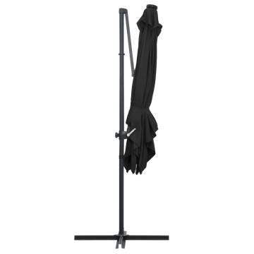 Cantilever Umbrella with LED Lights - Black Steel Pole 250x250 cm