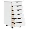 MOSS Rolling Cabinet with Drawers - White Solid Pine Wood