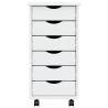 MOSS Rolling Cabinet with Drawers - White Solid Pine Wood