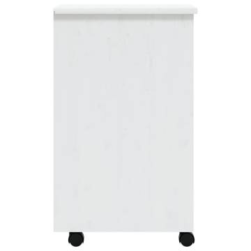 MOSS Rolling Cabinet with Drawers - White Solid Pine Wood