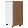 MOSS Rolling Cabinet with Drawers - White Solid Pine Wood