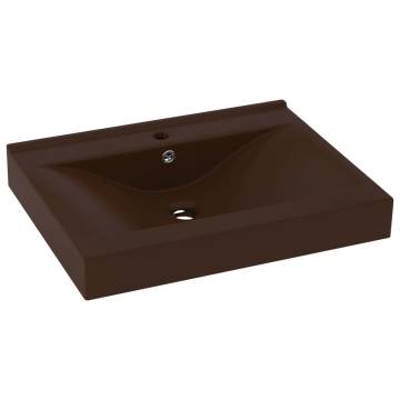 Luxury Matt Dark Brown Basin with Faucet Hole - 60x46 cm