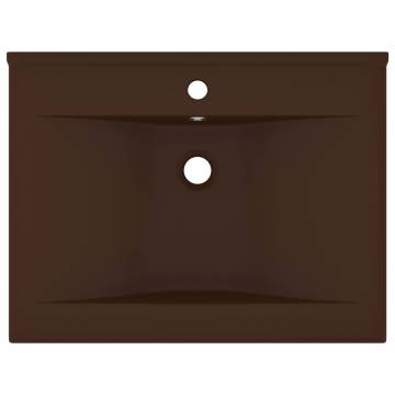 Luxury Matt Dark Brown Basin with Faucet Hole - 60x46 cm