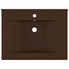 Luxury Matt Dark Brown Basin with Faucet Hole - 60x46 cm