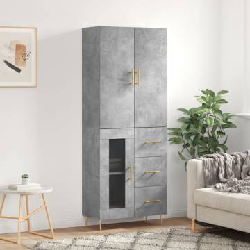 Stylish Highboard Concrete Grey | 69.5x34x180 cm - Hipomarket