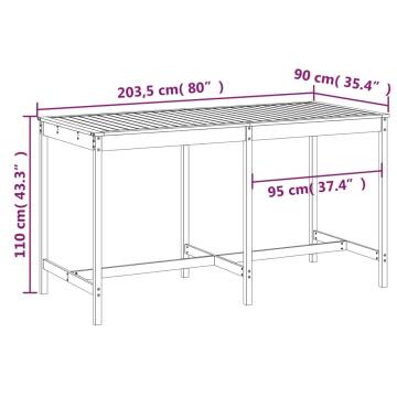 Garden Table 203.5x90 cm Solid Pine Wood - Stylish Outdoor Furniture