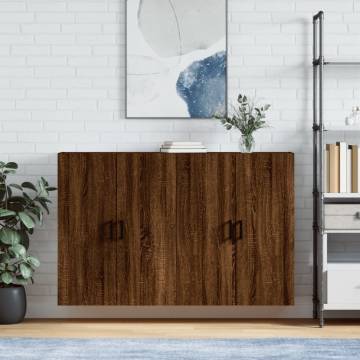 Stylish Wall Mounted Cabinets - 2 pcs Brown Oak - Hipomarket