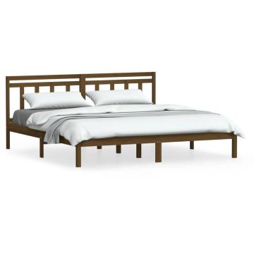 Honey Brown Solid Wood Bed Frame 200x200 cm | HipoMarket