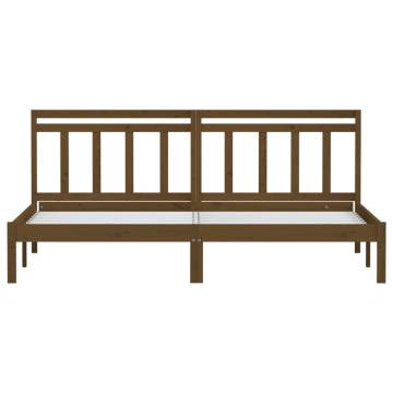 Honey Brown Solid Wood Bed Frame 200x200 cm | HipoMarket