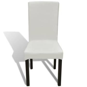 6 Pcs Cream Stretchable Chair Cover - Elegant & Versatile