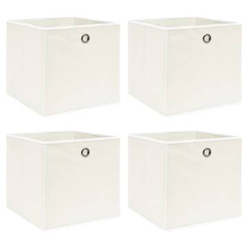 4 Pcs White Fabric Storage Boxes - 32x32x32 cm | HipoMarket