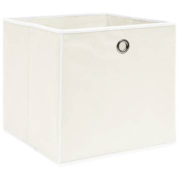 4 Pcs White Fabric Storage Boxes - 32x32x32 cm | HipoMarket