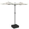 Double-Head Parasol with LEDs - Sand White 316x240 cm