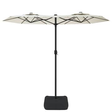 Double-Head Parasol with LEDs - Sand White 316x240 cm